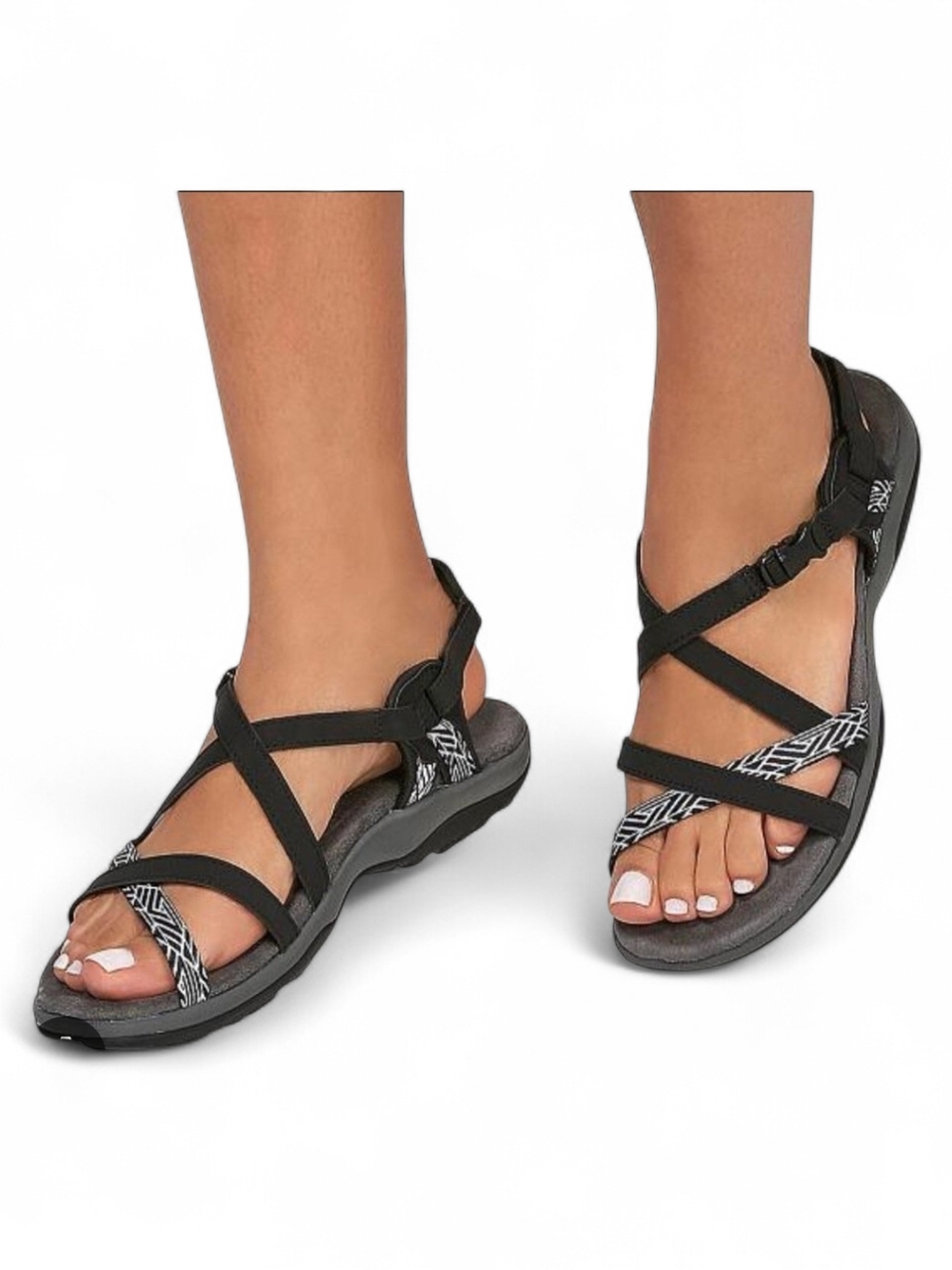 Skechers Women's Strappy Memory Foam Sandals Adjustable Slip Resistant Size 7